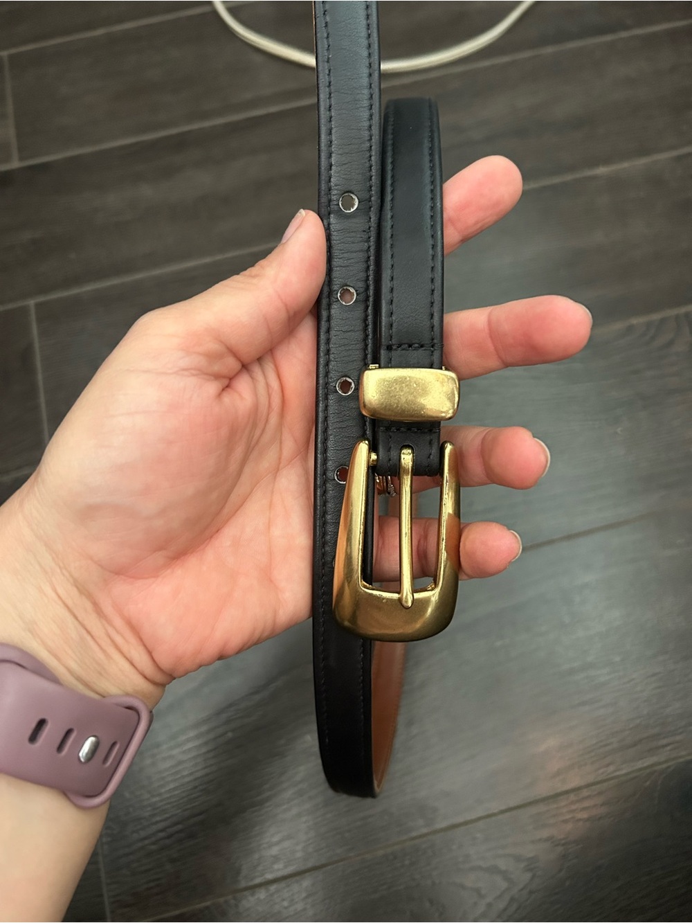 Coach Classic Black Leather Belt with Gold Buckle - M
